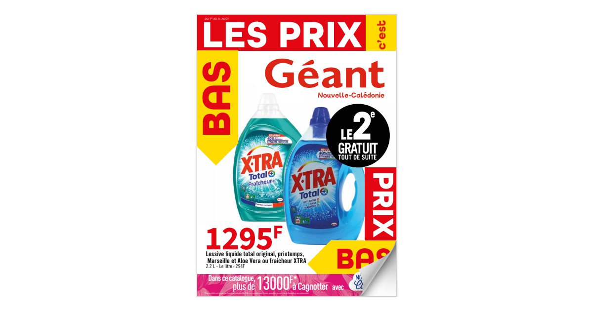 Promo X-tra lessive liquide total+* chez Géant Casino
